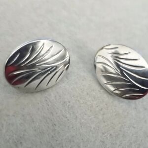 Silver Oval Engraved Earrings